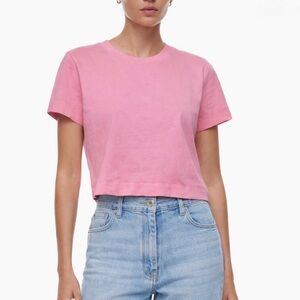Aritzia Wilfred Free Cropped Tshirt, Hot Pink, size small